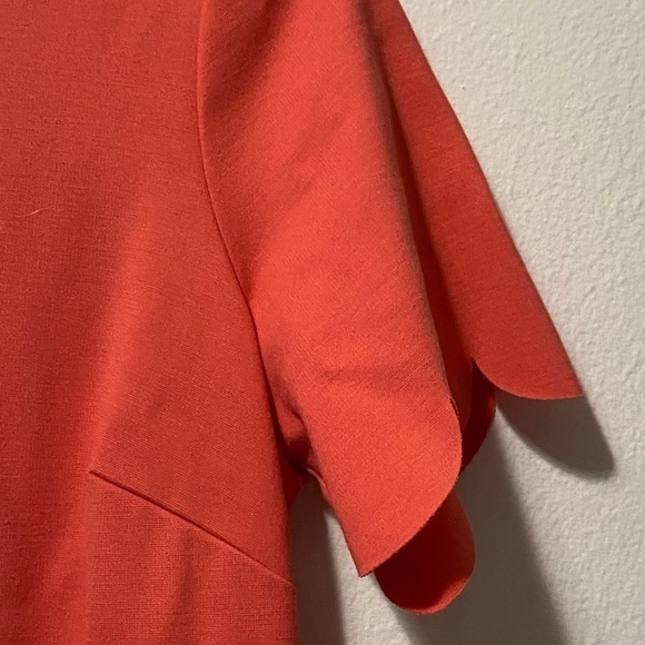 Chico's Orange Sheath Midi Dress Short Sleeve Crew Neck Minimalist Size 1 Medium - Picture 5 of 13